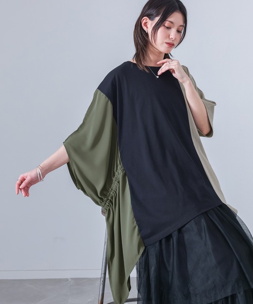 kOhAKU(コハク)の「シフォンシャーリングアシメカットソー(Tシャツ/カットソー・レディース・ブラック/グレー・FREE)」の15枚目の写真