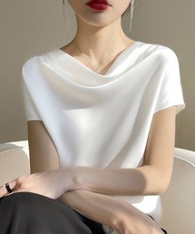 【上品なドレープ】フレンチスリーブトップス