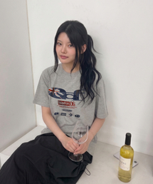 ブリティッシュビンテージ ESCFロゴコラージュプリントオーバーサイズ半袖Tシャツグレー