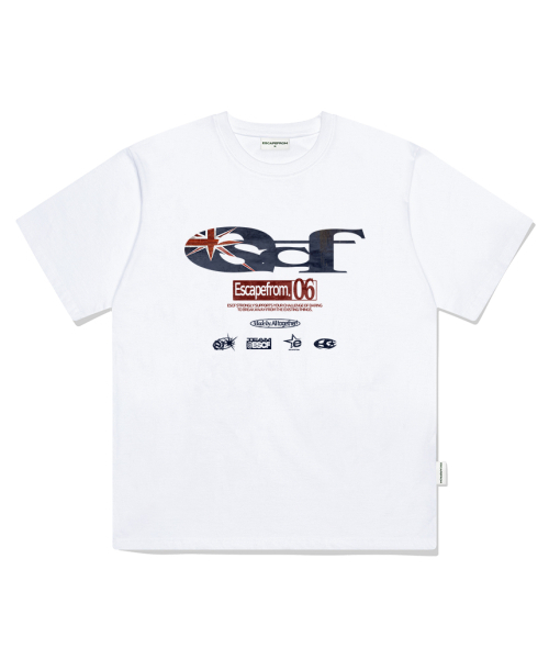 ESCAPEFROM（エスケープフロム）の「ブリティッシュビンテージ ESCFロゴコラージュプリントオーバーサイズ半袖Tシャツグレー（Tシャツ/カットソー・レディース・その他・SMALL/MEDIUM/LARGE）」の3枚目の写真