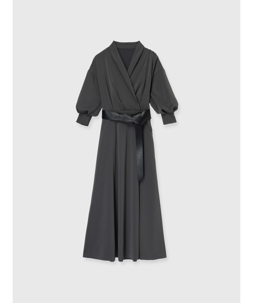 anuans（アニュアンス）の「ショールカラーナローワンピース（ワンピース・レディース・チャコールグレー/ライトベージュ・SMALL/MEDIUM）」の3枚目の写真