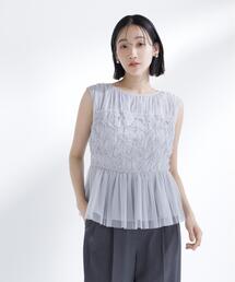 NATURAL BEAUTY BASIC | チュールシャーリングブラウス(シャツ/ブラウス)