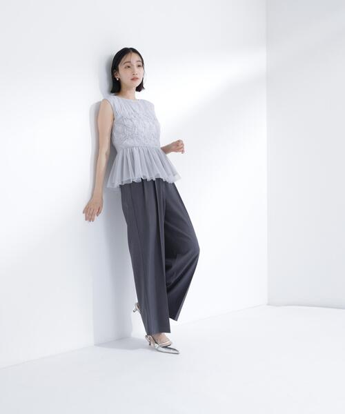 NATURAL BEAUTY BASIC（ナチュラルビューティーベーシック）の「チュールシャーリングブラウス（シャツ/ブラウス・レディース・ブラウン/ブルー/オフホワイト・ﾌﾘ-）」の7枚目の写真