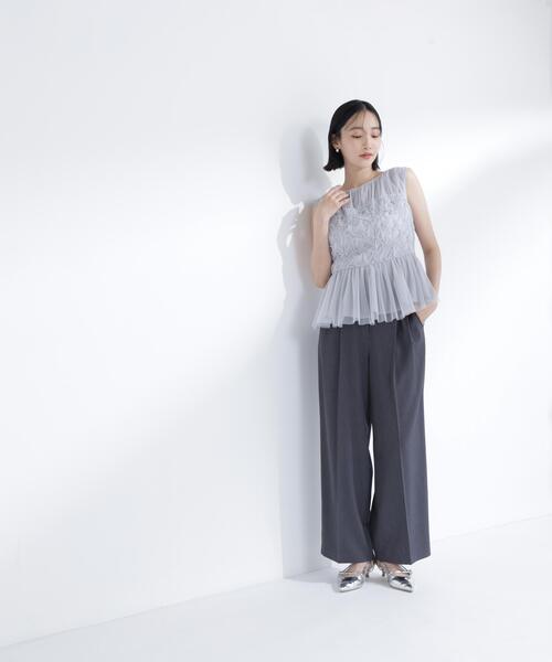 NATURAL BEAUTY BASIC（ナチュラルビューティーベーシック）の「チュールシャーリングブラウス（シャツ/ブラウス・レディース・ブラウン/ブルー/オフホワイト・ﾌﾘ-）」の11枚目の写真