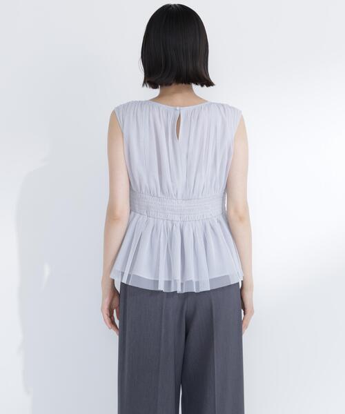 NATURAL BEAUTY BASIC（ナチュラルビューティーベーシック）の「チュールシャーリングブラウス（シャツ/ブラウス・レディース・ブラウン/ブルー/オフホワイト・ﾌﾘ-）」の13枚目の写真