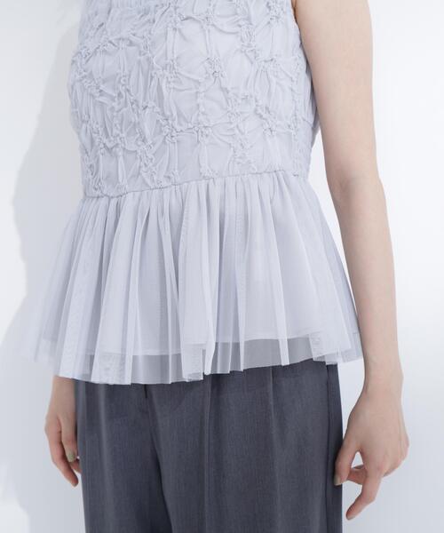 NATURAL BEAUTY BASIC（ナチュラルビューティーベーシック）の「チュールシャーリングブラウス（シャツ/ブラウス・レディース・ブラウン/ブルー/オフホワイト・ﾌﾘ-）」の18枚目の写真