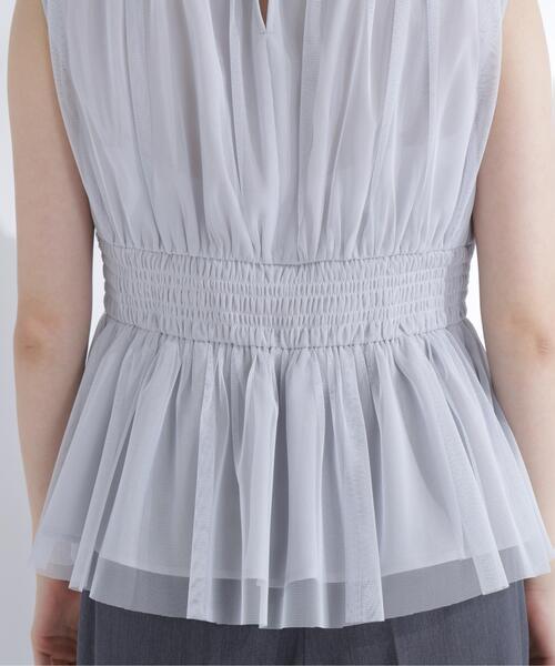 NATURAL BEAUTY BASIC（ナチュラルビューティーベーシック）の「チュールシャーリングブラウス（シャツ/ブラウス・レディース・ブラウン/ブルー/オフホワイト・ﾌﾘ-）」の20枚目の写真