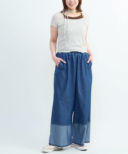 CONVERSE TOKYO(コンバーストウキョウ)の「2WAY SHEER STRAP TEE(Tシャツ/カットソー・レディース・ライトベージュ/ブラック・FREE)」の13枚目の写真