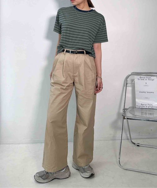 AS KNOW AS plus(アズノゥアズプラス)の「〇マルチボーダー半袖Tシャツ【接触冷感】(Tシャツ/カットソー・レディース・グレー系/ホワイト系/グリーン系/ブラック系・FREE)」の10枚目の写真