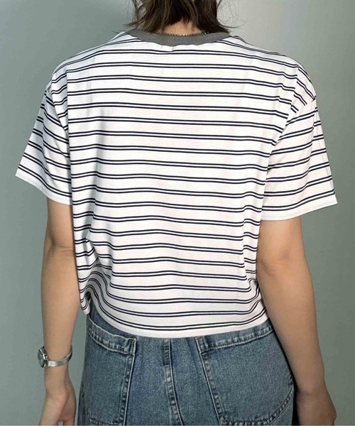 AS KNOW AS plus(アズノゥアズプラス)の「〇マルチボーダー半袖Tシャツ【接触冷感】(Tシャツ/カットソー・レディース・グレー系/ホワイト系/グリーン系/ブラック系・FREE)」の16枚目の写真