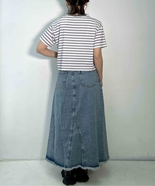AS KNOW AS plus(アズノゥアズプラス)の「〇マルチボーダー半袖Tシャツ【接触冷感】(Tシャツ/カットソー・レディース・グレー系/ホワイト系/グリーン系/ブラック系・FREE)」の18枚目の写真