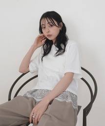 【UVカット&接触冷感】レースレイヤードTシャツ