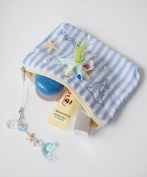 SORUTT（ソルト）の「【 SORUTT / ソルト 】 チャーム付き プリントデザイン ストライプポーチ（ポーチ）」