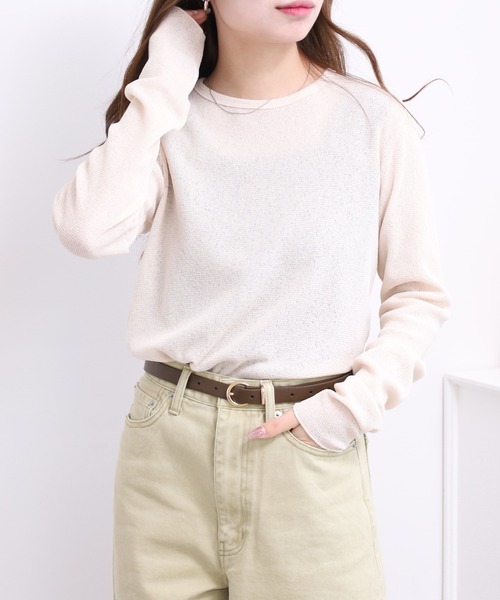 FUNALIVE（ファンアライブ）の「LE MELANGE ワッフルシアーインナーTシャツ 長袖（Tシャツ/カットソー・レディース・オレンジ/キナリ・FREE）」の5枚目の写真