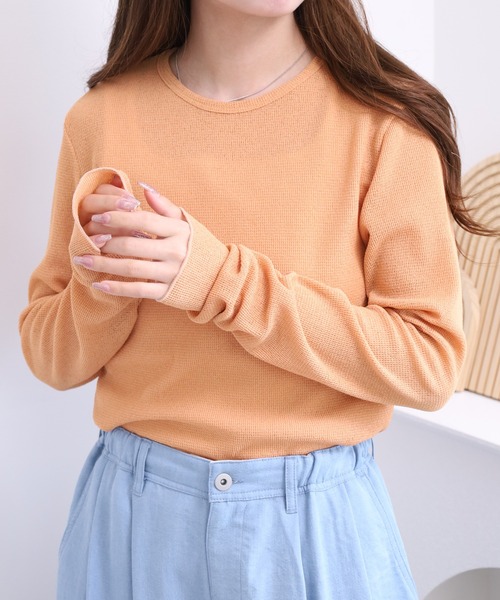 FUNALIVE（ファンアライブ）の「LE MELANGE ワッフルシアーインナーTシャツ 長袖（Tシャツ/カットソー・レディース・オレンジ/キナリ・FREE）」の13枚目の写真