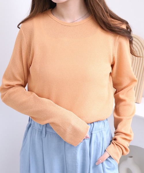 FUNALIVE（ファンアライブ）の「LE MELANGE ワッフルシアーインナーTシャツ 長袖（Tシャツ/カットソー・レディース・オレンジ/キナリ・FREE）」の12枚目の写真