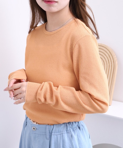 FUNALIVE（ファンアライブ）の「LE MELANGE ワッフルシアーインナーTシャツ 長袖（Tシャツ/カットソー・レディース・オレンジ/キナリ・FREE）」の14枚目の写真