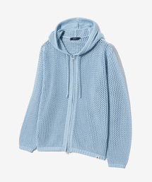 YALE（イェール）の「メッシュフードニットジップアップスカイブルー（ニット/セーター）」