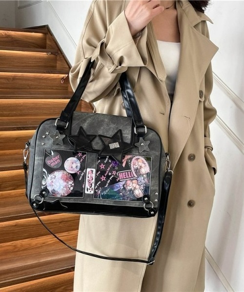 gossip!ロサンゼルス(ゴシップロサンゼルス)の「【Y2Kガーリー】レトロ痛バッグ 大容量ショルダー/斜め掛け/トートバッグ(ディスプレイボード付き)(ショルダーバッグ・レディース・ブルー/ダークグレー・FREE)」の11枚目の写真