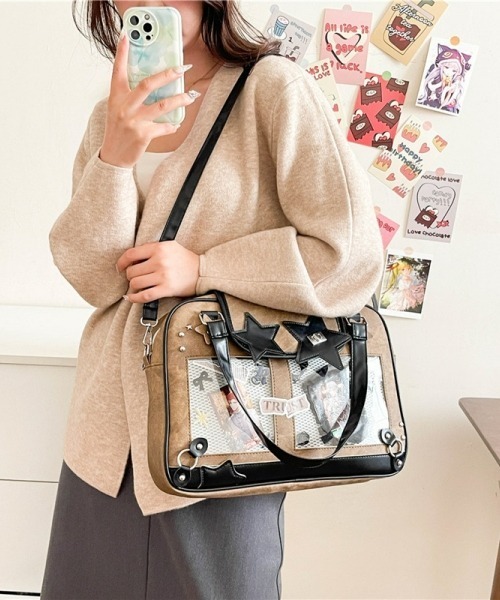 gossip!ロサンゼルス(ゴシップロサンゼルス)の「【Y2Kガーリー】レトロ痛バッグ 大容量ショルダー/斜め掛け/トートバッグ(ディスプレイボード付き)(ショルダーバッグ・レディース・ブルー/ダークグレー・FREE)」の17枚目の写真