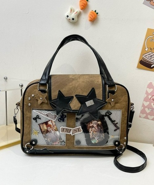 gossip!ロサンゼルス(ゴシップロサンゼルス)の「【Y2Kガーリー】レトロ痛バッグ 大容量ショルダー/斜め掛け/トートバッグ(ディスプレイボード付き)(ショルダーバッグ・レディース・ブルー/ダークグレー・FREE)」の19枚目の写真