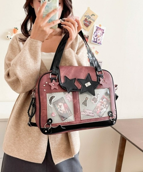 gossip!ロサンゼルス(ゴシップロサンゼルス)の「【Y2Kガーリー】レトロ痛バッグ 大容量ショルダー/斜め掛け/トートバッグ(ディスプレイボード付き)(ショルダーバッグ・レディース・ブルー/ダークグレー・FREE)」の21枚目の写真