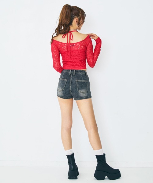ANAP(アナップ)の「eggモデル せりなコラボ レーストップス(Tシャツ/カットソー・レディース・ホワイト/レッド/ブラック/ブルー・XS/S)」の17枚目の写真