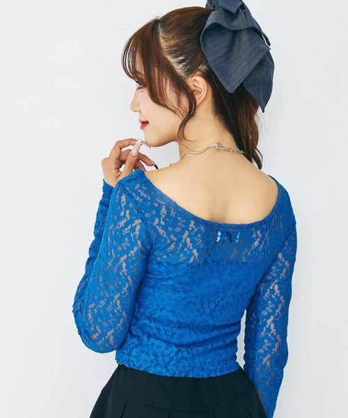 ANAP(アナップ)の「eggモデル せりなコラボ レーストップス(Tシャツ/カットソー・レディース・ホワイト/レッド/ブラック/ブルー・XS/S)」の12枚目の写真