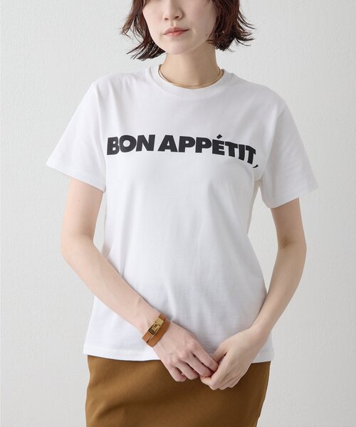 Drawing Numbers(ドローイング ナンバーズ)の「【Drawing Numbers】ボナペティプリントTシャツ(Tシャツ/カットソー・レディース・ホワイト/ブラウン・38)」の3枚目の写真