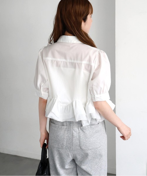 tiptop(ティップトップ)の「裾フリル半袖ブラウス(シャツ/ブラウス・レディース・オフホワイト/ブラック系その他/ホワイト系その他/ブラウン系その他・FREE)」の12枚目の写真