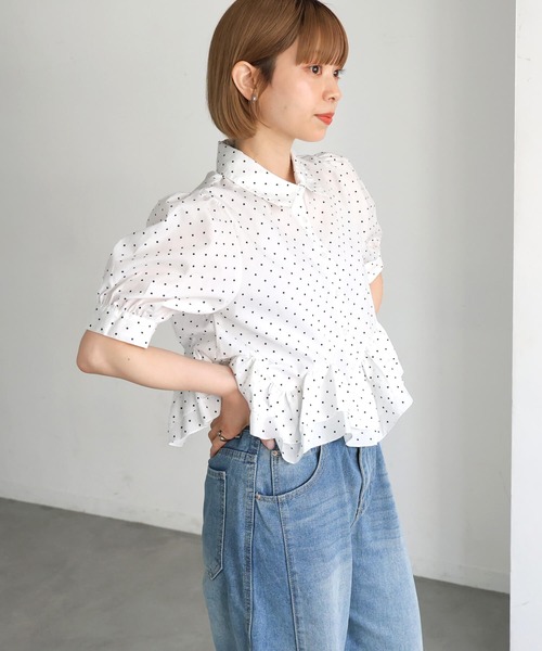 tiptop(ティップトップ)の「裾フリル半袖ブラウス(シャツ/ブラウス・レディース・オフホワイト/ブラック系その他/ホワイト系その他/ブラウン系その他・FREE)」の20枚目の写真