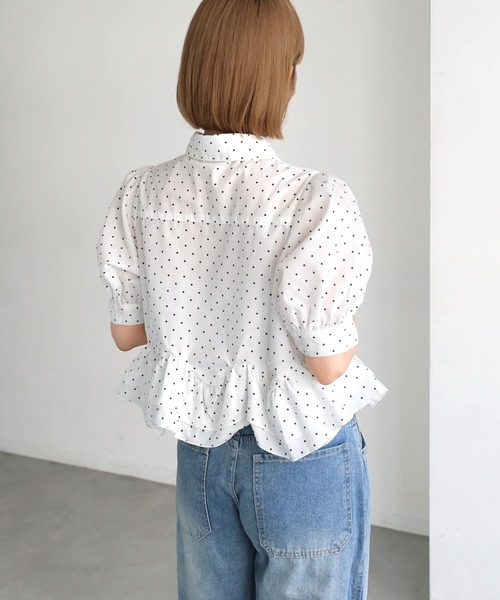 tiptop(ティップトップ)の「裾フリル半袖ブラウス(シャツ/ブラウス・レディース・オフホワイト/ブラック系その他/ホワイト系その他/ブラウン系その他・FREE)」の22枚目の写真