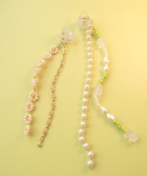 フラワービーズミニクリップ（バレッタ/ヘアクリップ）｜Three Four
