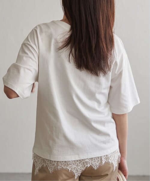 VENCEEXCHANGE（ヴァンスエクスチェンジ）の「裾レースレイヤード風Tシャツ（Tシャツ/カットソー・レディース・ブラウン/ブラック/アイボリー/オフホワイト・FREE）」の19枚目の写真