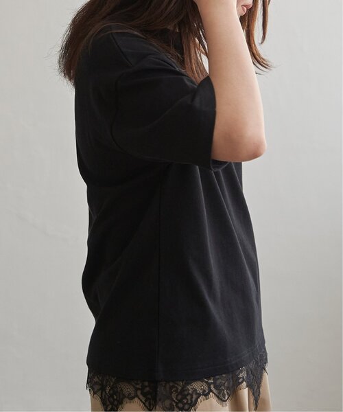 VENCEEXCHANGE（ヴァンスエクスチェンジ）の「裾レースレイヤード風Tシャツ（Tシャツ/カットソー・レディース・ブラウン/ブラック/アイボリー/オフホワイト・FREE）」の7枚目の写真