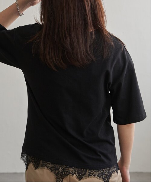 VENCEEXCHANGE（ヴァンスエクスチェンジ）の「裾レースレイヤード風Tシャツ（Tシャツ/カットソー・レディース・ブラウン/ブラック/アイボリー/オフホワイト・FREE）」の8枚目の写真
