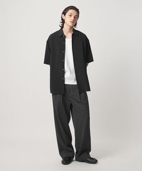 MONKEY TIME(モンキータイム)の「チョーク ストライプ 2P ワイド ストレート パンツ(スラックス・メンズ・ブラック/ダークグレー・S/M/L/XL)」の10枚目の写真