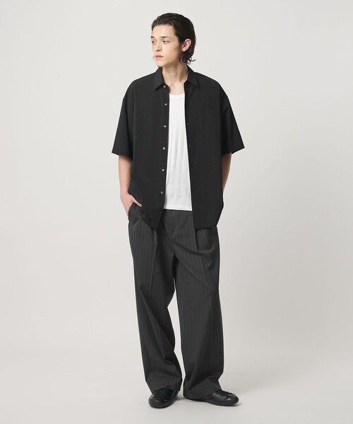 MONKEY TIME(モンキータイム)の「チョーク ストライプ 2P ワイド ストレート パンツ(スラックス・メンズ・ブラック/ダークグレー・S/M/L/XL)」の12枚目の写真