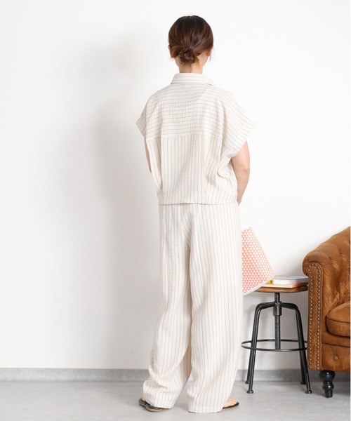 cepo(セポ)の「〈セットアップ対応〉リネンタッチストライプコクーンシャツ(シャツ/ブラウス・レディース・オフホワイト/チャコール・M)」の6枚目の写真