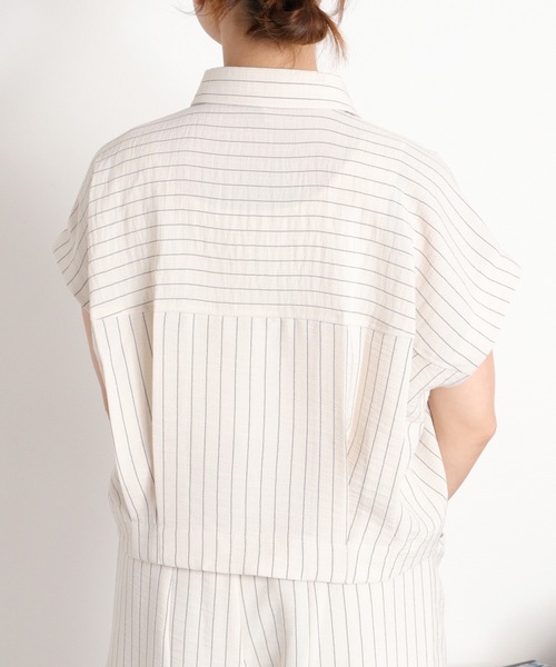 cepo(セポ)の「〈セットアップ対応〉リネンタッチストライプコクーンシャツ(シャツ/ブラウス・レディース・オフホワイト/チャコール・M)」の15枚目の写真