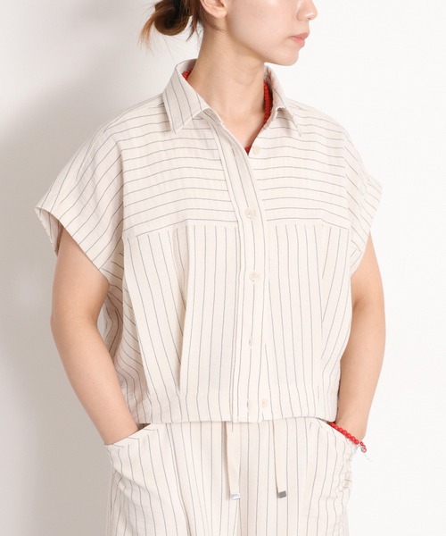 cepo(セポ)の「〈セットアップ対応〉リネンタッチストライプコクーンシャツ(シャツ/ブラウス・レディース・オフホワイト/チャコール・M)」の12枚目の写真