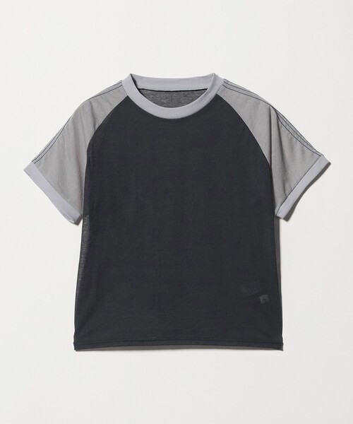 6(ロク)の「<6(ROKU)>コットンナイロン ショルダー ステッチ Tシャツ(Tシャツ/カットソー・レディース・ダークグレー/レッド・FREE)」の10枚目の写真