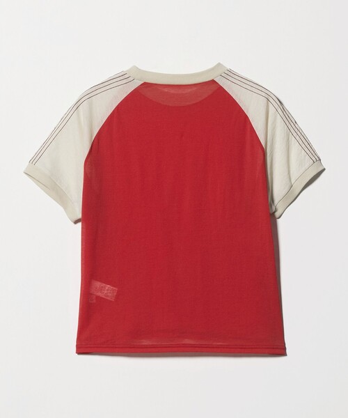 6(ロク)の「<6(ROKU)>コットンナイロン ショルダー ステッチ Tシャツ(Tシャツ/カットソー・レディース・ダークグレー/レッド・FREE)」の7枚目の写真