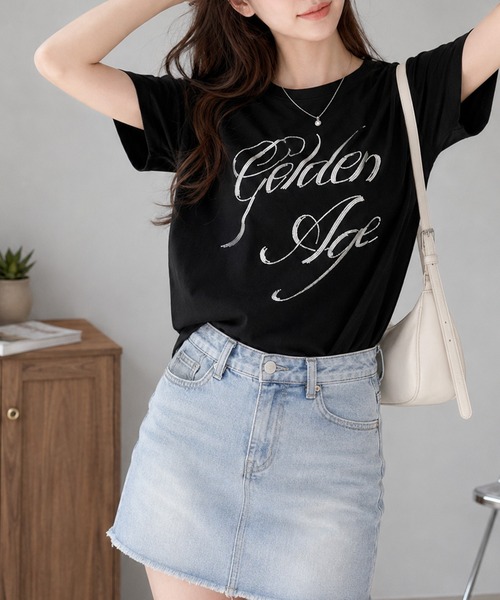 Megil(メギル)の「ビーズロゴTシャツ(Tシャツ/カットソー・レディース・イエロー/グレー/ホワイト/ブラック・MEDIUM)」の17枚目の写真