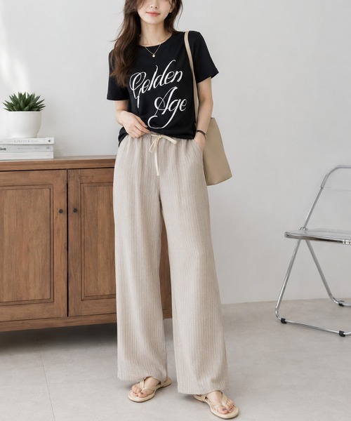 Megil(メギル)の「ビーズロゴTシャツ(Tシャツ/カットソー・レディース・イエロー/グレー/ホワイト/ブラック・MEDIUM)」の18枚目の写真