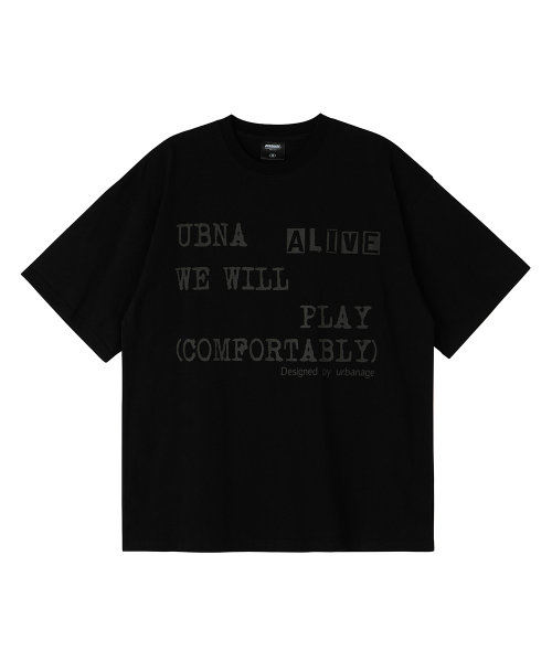 URBANAGE(アーバンエイジ)の「ALIVE オーバー半袖ブラック(Tシャツ/カットソー・レディース・その他・MEDIUM/LARGE)」の1枚目の写真