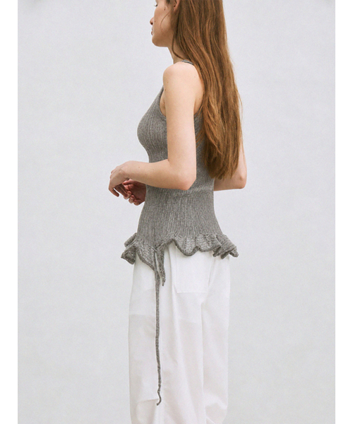le(ル)の「asymmetric frill knit top (grey)(Tシャツ/カットソー・レディース・その他・FREE)」の1枚目の写真