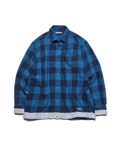 uniform experiment(ユニフォームエクスペリメント)の「LINE FLANNEL CHECK DRAWCORD SHIRT(シャツ/ブラウス・メンズ・ブルー/ブラック・3/4/1/2/5)」の2枚目の写真