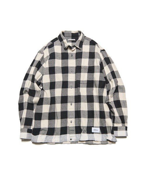 uniform experiment(ユニフォームエクスペリメント)の「LINE FLANNEL CHECK DRAWCORD SHIRT(シャツ/ブラウス・メンズ・ブルー/ブラック・3/4/1/2/5)」の1枚目の写真