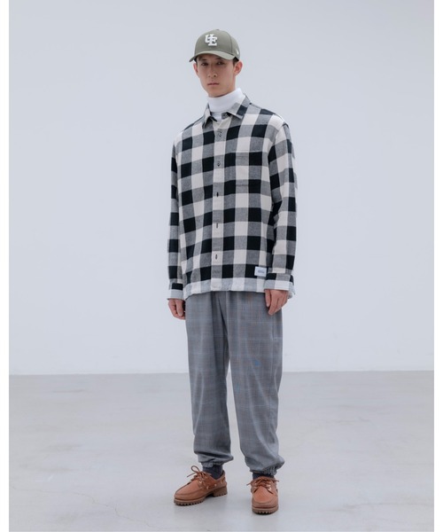 uniform experiment(ユニフォームエクスペリメント)の「LINE FLANNEL CHECK DRAWCORD SHIRT(シャツ/ブラウス・メンズ・ブルー/ブラック・3/4/1/2/5)」の4枚目の写真